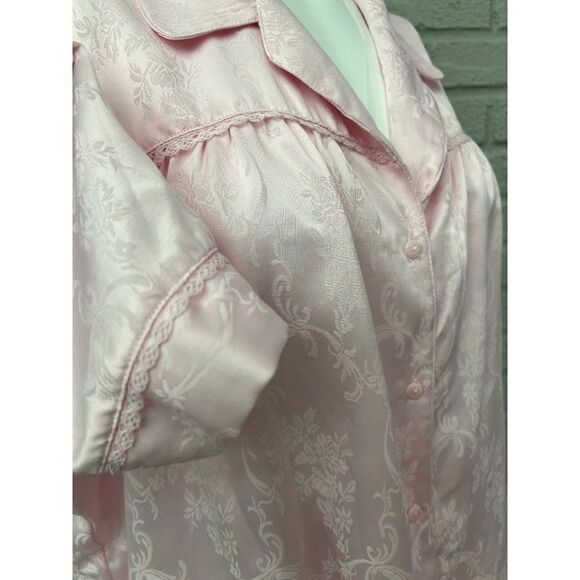 Adonna Women Pink Floral Matte Satin Pajamas Size XXL Top / L Bottom - Picture 8 of 10